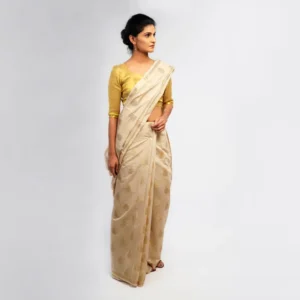 Cream Mulberry Silk Saree