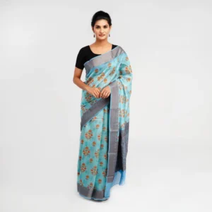 Aqua Mulberry Silk Saree