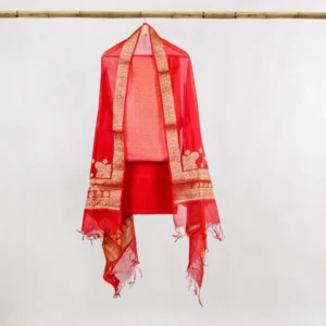 Red Ladies Suit 3-piece (Kurta + Chunri + Pajama)