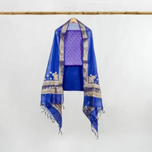 Blue Ladies Suit 3-piece (Kurta + Chunri + Pajama) Mulberry Silk