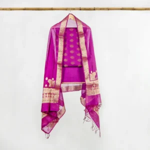 Violet Ladies Suit 3-piece (Kurta + Chunri + Pajama) Mulberry Silk