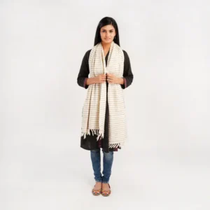 White Merino Wool /Mulberry / Tasar Silk Stole