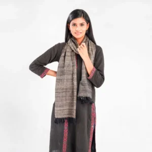 Black Merino Wool /Tasar Silk Stole